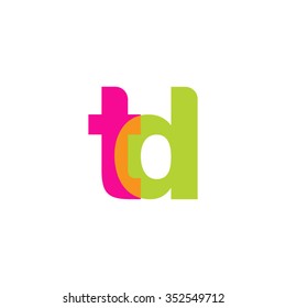 lowercase td logo, pink green overlap transparent logo, modern lifestyle logo