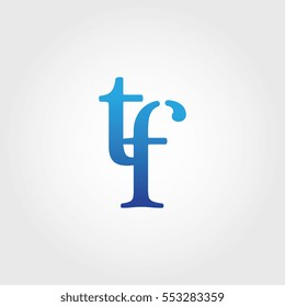 Lowercase tf Logotype. Blue Letter Logo. Letter Abbreviations. Vector Template Element.
