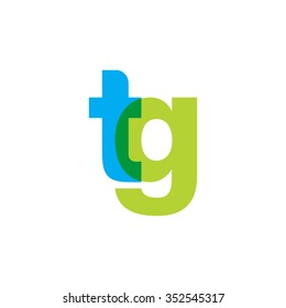 lowercase tg logo, blue green overlap transparent logo