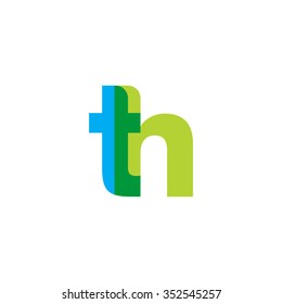 lowercase th logo, blue green overlap transparent logo