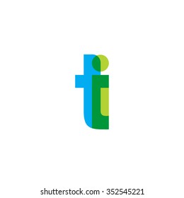 lowercase ti logo, blue green overlap transparent logo