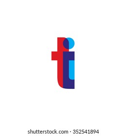 lowercase ti logo, red blue overlap transparent logo