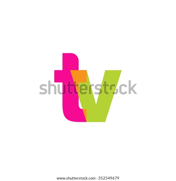 Lowercase Tv Logo Pink Green Overlap Stock Vector Royalty Free