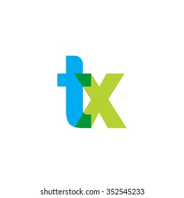 lowercase tx logo, blue green overlap transparent logo