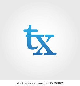 Lowercase tx Logotype. Blue Letter Logo. Letter Abbreviations. Vector Template Element.