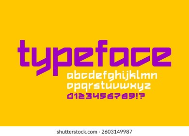 Lowercase typeface. Modern style font, alphabet letters and numbers vector illustration