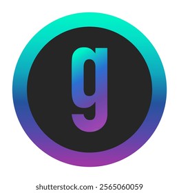 Lowercase ‘g’ typography encircled by a vibrant gradient border, seamlessly blending shades of teal and purple, perfect for stylish and dynamic creative designs.