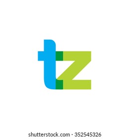 lowercase tz logo, blue green overlap transparent logo