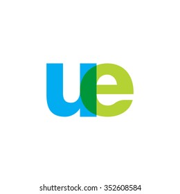 lowercase ue logo, blue green overlap transparent logo