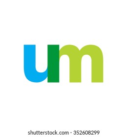 lowercase um logo, blue green overlap transparent logo