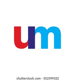 lowercase um logo, red blue overlap transparent logo