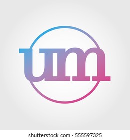 Lowercase um Ring Circle Logotype. Pink and Blue Gradient Logo Letter. Sign Abbreviations. Vector Template Element