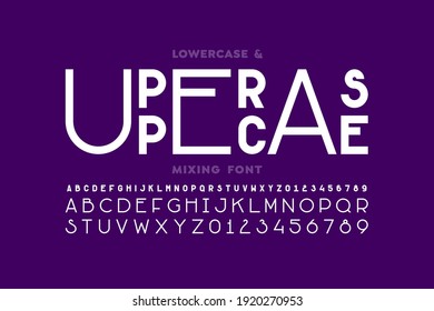 Lowercase and uppercase letters mixing font, alphabet and numbers vector illustration