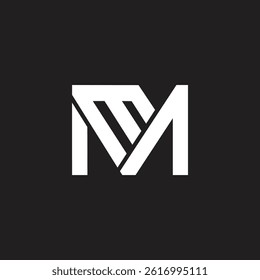 Lowercase and uppercase MM letter initial vector monogram template.