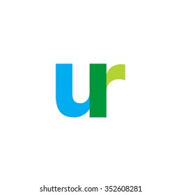 lowercase ur logo, blue green overlap transparent logo