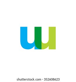 lowercase uu logo, blue green overlap transparent logo