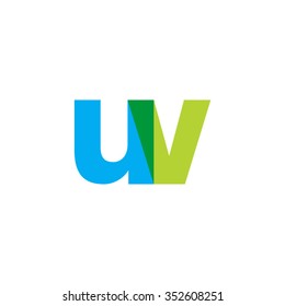 lowercase uv logo, blue green overlap transparent logo