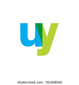 lowercase uy logo, blue green overlap transparent logo