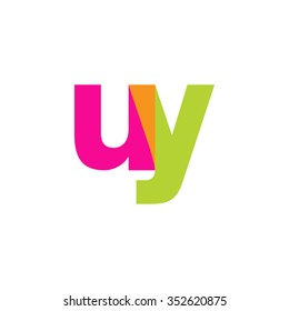 lowercase uy logo, pink green overlap transparent logo, modern lifestyle logo