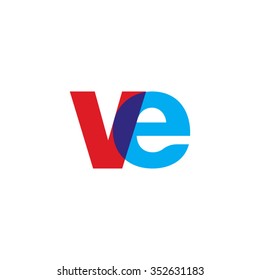lowercase ve logo, red blue overlap transparent logo