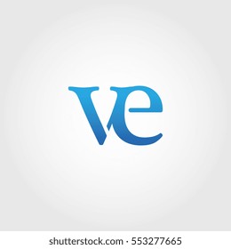 Lowercase ve Logotype. Blue Letter Logo. Letter Abbreviations. Vector Template Element.