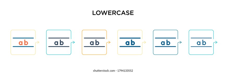 Lowercase vector icon in 6 different modern styles. Black, two colored lowercase icons designed in filled, outline, line and stroke style. Vector illustration can be used for web, mobile, ui