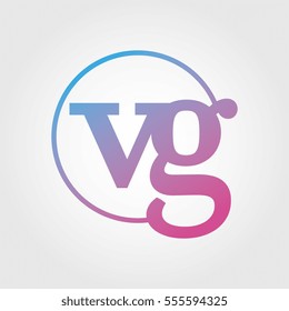 Lowercase vg Ring Circle Logotype. Pink and Blue Gradient Logo Letter. Sign Abbreviations. Vector Template Element