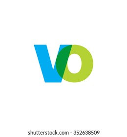 lowercase vo logo, blue green overlap transparent logo