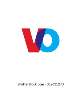 lowercase vo logo, red blue overlap transparent logo