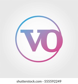 Lowercase vo Ring Circle Logotype. Pink and Blue Gradient Logo Letter. Sign Abbreviations. Vector Template Element