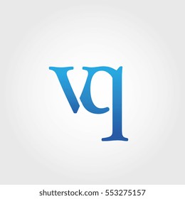 Lowercase vq Logotype. Blue Letter Logo. Letter Abbreviations. Vector Template Element.