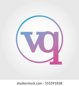 Lowercase vq Ring Circle Logotype. Pink and Blue Gradient Logo Letter. Sign Abbreviations. Vector Template Element
