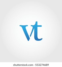 Lowercase vt Logotype. Blue Letter Logo. Letter Abbreviations. Vector Template Element.
