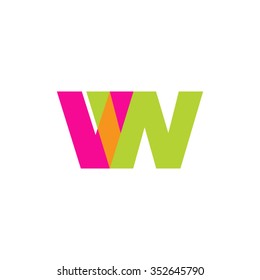 lowercase vw logo, pink green overlap transparent logo, modern lifestyle logo