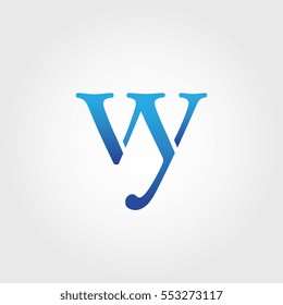 Lowercase vy Logotype. Blue Letter Logo. Letter Abbreviations. Vector Template Element.