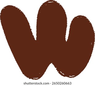 Lowercase "w" hand-drawn in bold dark brown	