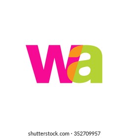 lowercase wa logo, pink green overlap transparent logo, modern lifestyle logo