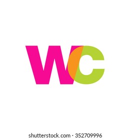 lowercase wc logo, pink green overlap transparent logo, modern lifestyle logo
