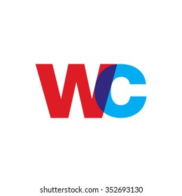 lowercase wc logo, red blue overlap transparent logo