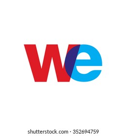 lowercase we logo, red blue overlap transparent logo