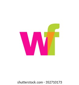 lowercase wf logo, pink green overlap transparent logo, modern lifestyle logo