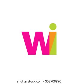 lowercase wi logo, pink green overlap transparent logo, modern lifestyle logo