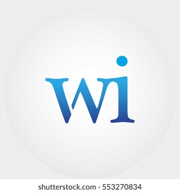 Lowercase wi Logotype. Blue Letter Logo. Letter Abbreviations. Vector Template Element.