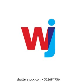 lowercase wj logo, red blue overlap transparent logo