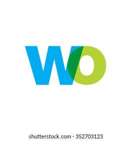 lowercase wo logo, blue green overlap transparent logo