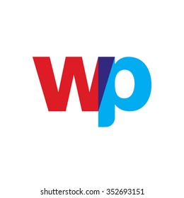 lowercase wp logo, red blue overlap transparent logo