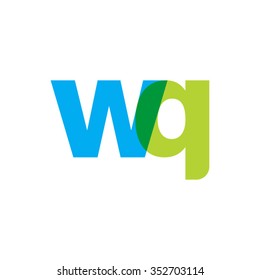 lowercase wq logo, blue green overlap transparent logo