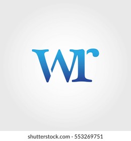 Lowercase wr Logotype. Blue Letter Logo. Letter Abbreviations. Vector Template Element.