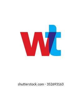 Logo WT en minúscula, logo transparente superpuesto rojo azul