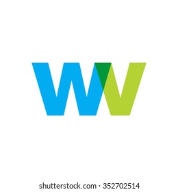 lowercase wv logo, blue green overlap transparent logo